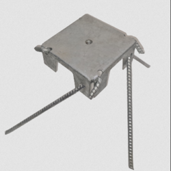 EMBASE SOL 180X180MM - FILET CENTRAL M16 + 4 TIGES D'ANCRAGES