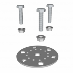 CONNECTEUR PLAQUE PLEINE 240X240MM PREVOIR MECHE DIAM. 10 ET 4 BOULONS M8